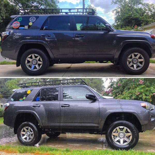 Before and after 3" Toytec suspension lift