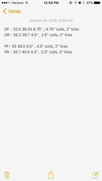 before and after ground to fender measurements
