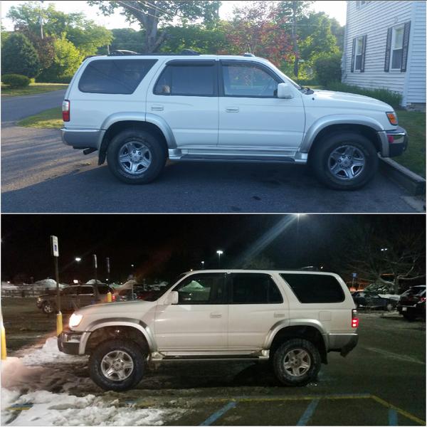 Before and after lift with new tires