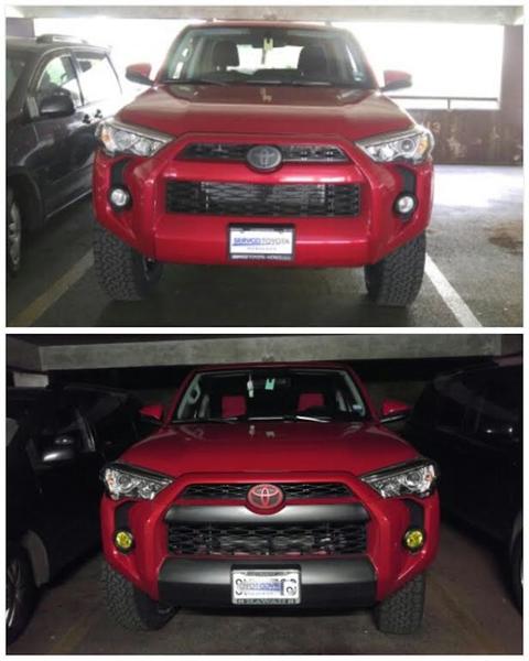 Before and after plastidipping and Lamin-x fogs