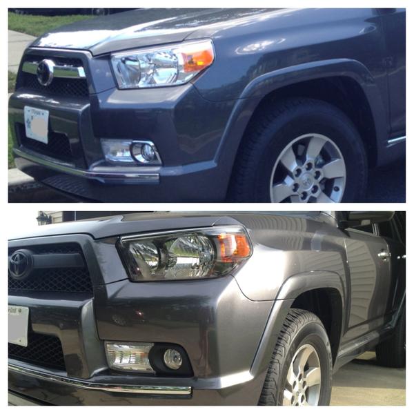 Before and After with black grill and TE headlights