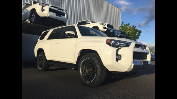 Before it even left the dealership, the stock rims and tires were sold and replaced with TRD's and KO2's..