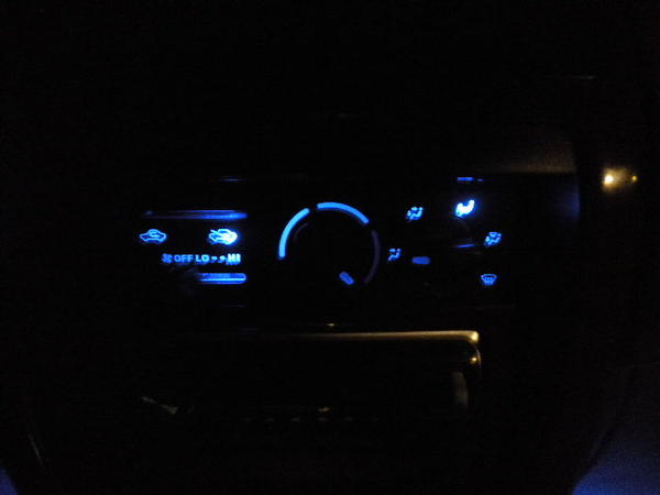 blue LEDS behind the a/c panel