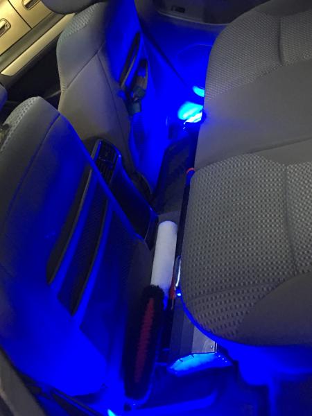 blue lights in rear foot wells