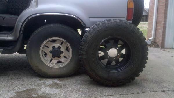 Bought these from a guy for 150. 32 11.50 15 maxiss bighorn to replace the dryrotted 31 10.50 15 all season radial tires