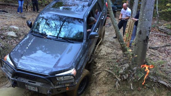 Broke a tow rope when the Taco tried to pull her out.
