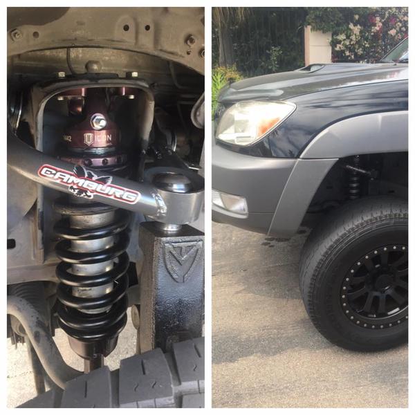 camburg uppers, icon coilovers, maxtrac spindles