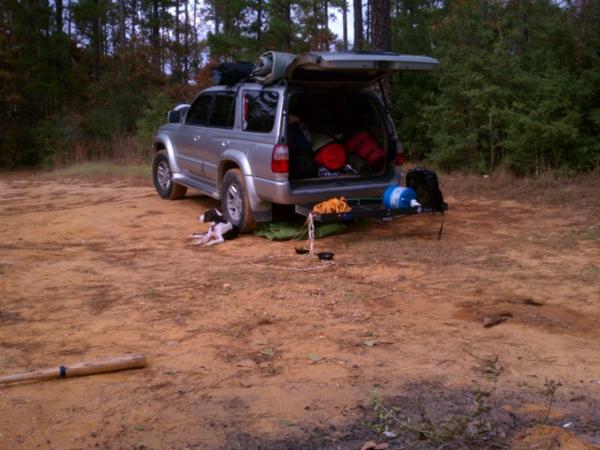 camping with my pup willie nelson on red bluff, mississippi