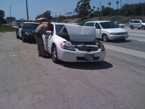 car that hit me...she was stuck under my rear bumper