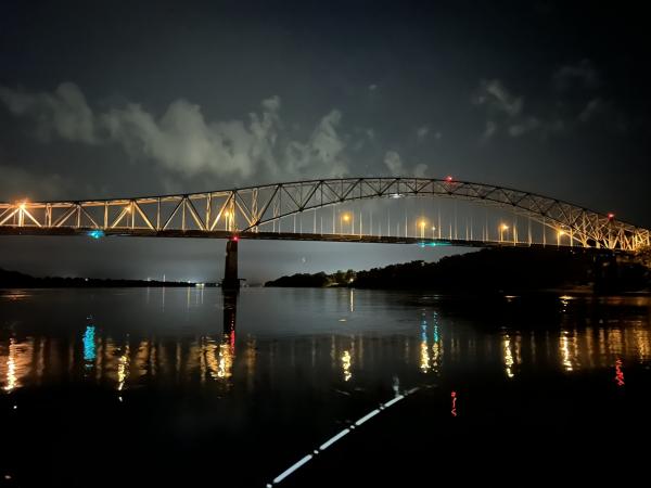 Catfishing under the Lincoln Memorial Bridge on a summer night. Perry Co. IN
