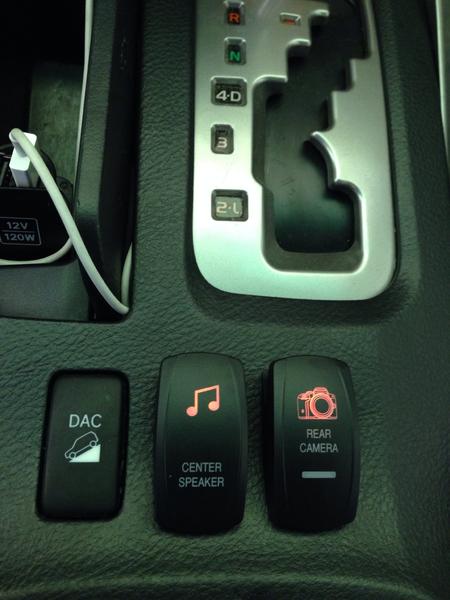 Center speaker cut out and back up cam switches