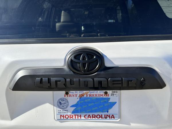 Close up of Plasti Dip on back emblem with ABS Toyota symbol