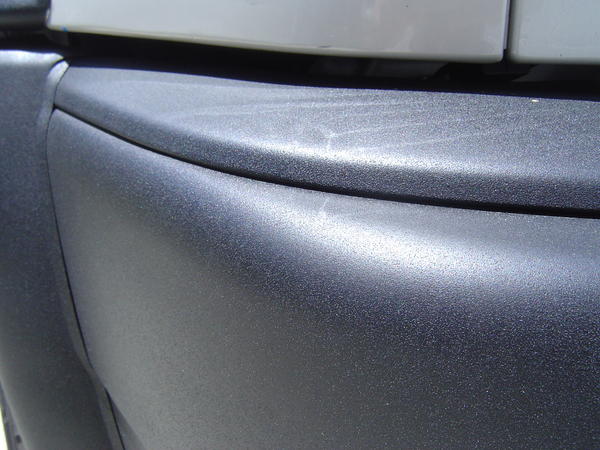Close up of Rust-Oleum spray on bed liner.