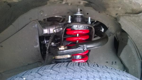Close up of Toytec Boss Suspension System installed