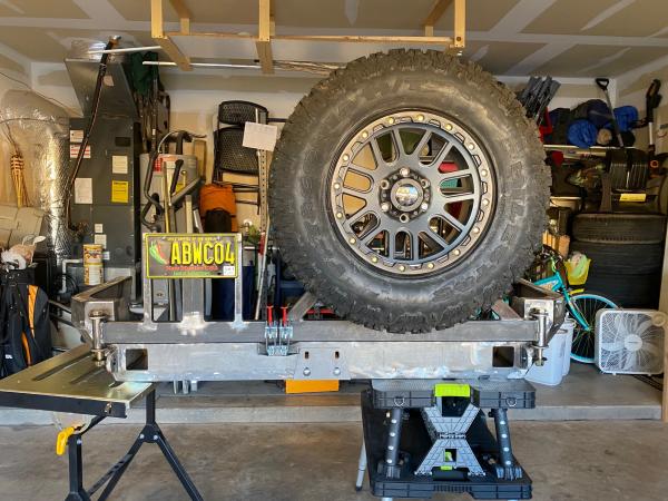 Coastal Offroad rear bumper with custom made swingarms. Testing tire fitment.