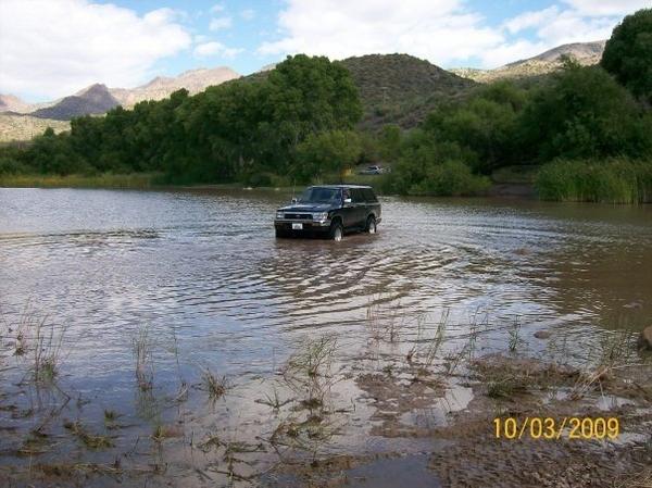 coming up out of the water, getn to my spot on the Verde River in Strawberry Az