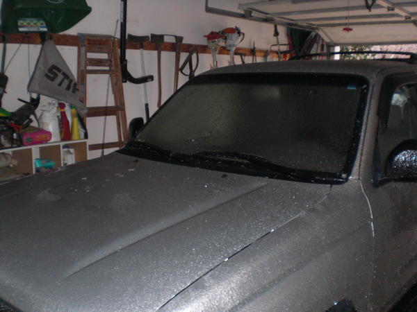 Covered in ice