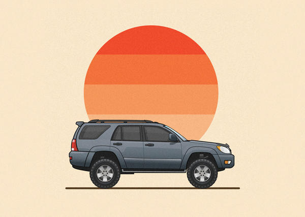 Created a vector illustration of my 03 4runner. It makes it easier to visualize mods while I save up the $$$!