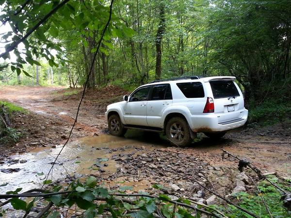 Crossing the creek at my uncle's land.