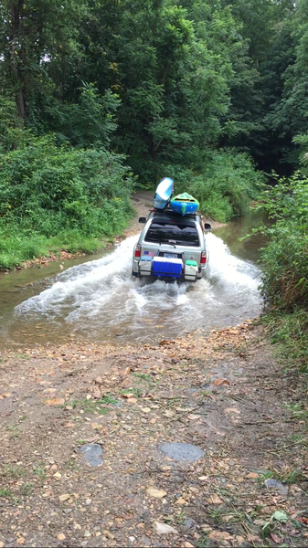 Crossing the creek at New River Campground.
