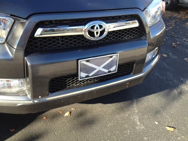 Custom Front license plate. the logo from my hockey team "The Highlanders"