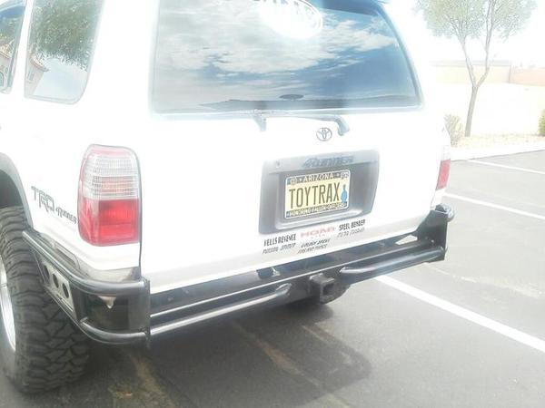 Custom rear bumper by Bed Liners and More in Casa Grande Az.  Moved the rear tire to cargo area.