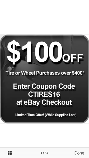 Discount Tires Direct on Ebay was having a great sale on any set of wheels or tires over $400. Thus, I got the tires for $980 and and rims for $386, b