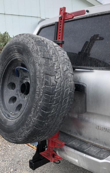 DIY hitch mount tire and Hi-lift carrier
