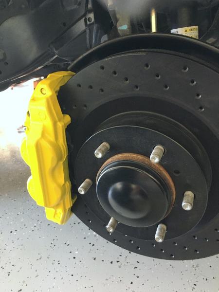 Drilled eCoated Front and Rear, Red calipers seemed to be over done..so why not Ferrari Yellow?