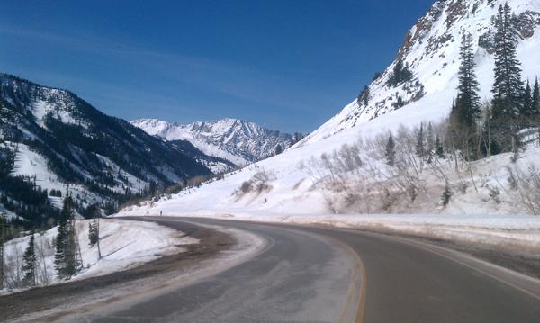 drivin down the wasatch canyon from Alta, utah.