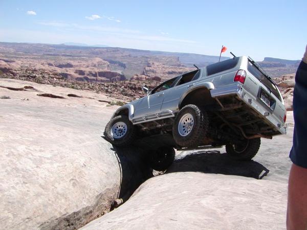 Driving back across the Golden Crack on Moab's Golden Spike trail. Usually you don't go across it in this direction. This is where we turned around af