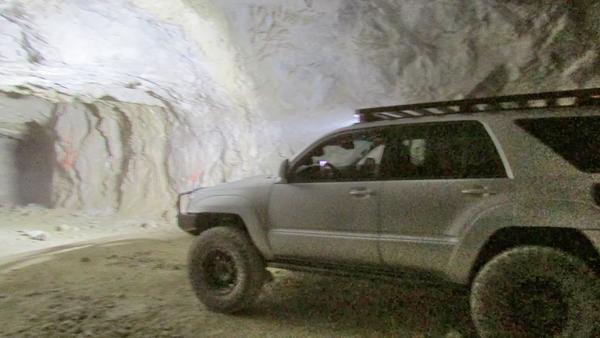 Driving through a mine