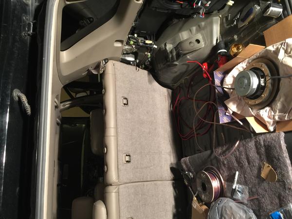 During my audio overhaul. Running new wires and swapping out the sub in the hidden encloser
