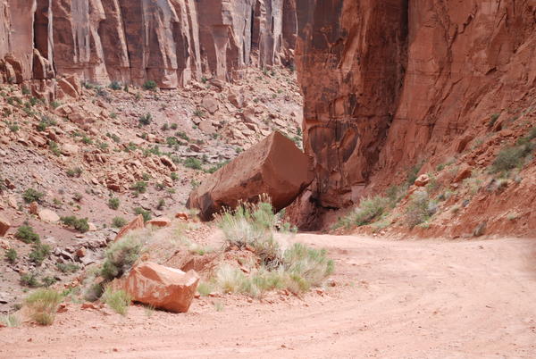 Fallen Rock Drive.  In Canyonlands, Utah.  Yes, you have to drive under that.