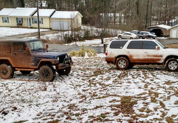 First ever wheeling trip. Completely stock, biggest snow storm in SC in years.