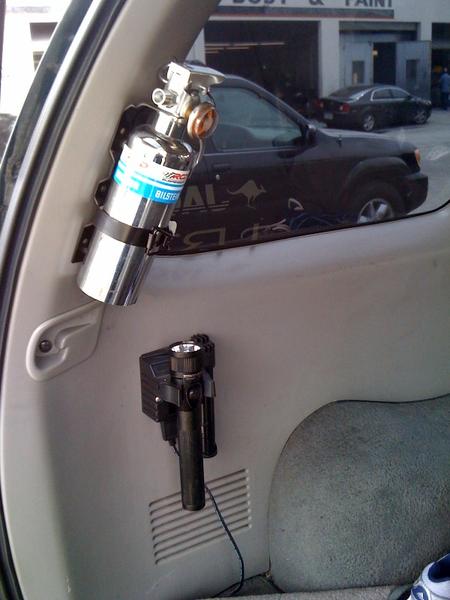flashlight and extinguisher