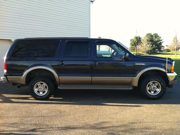 Fordzilla, 2001 Ford Excursion Limited, Diesel 7.3L. I bought her with 126K miles on the odo. Barely broken in. In 18 months I put 40K more miles on h