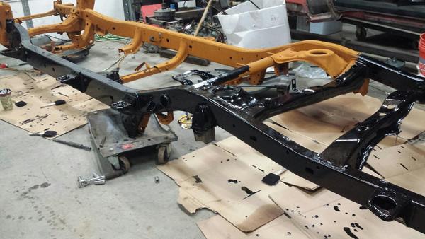 Frame prepped and halfway done with POR 15