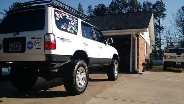 Fresh OME lift (881 coils and Bilstein 5100s front, 880 coils and RC N2.0 shocks rear) and baby tires.