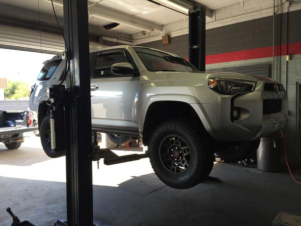 Fresh Toytec Boss lift just installed, pre-alignment. Big thanks to the guys at Desert Rat in Mesa.