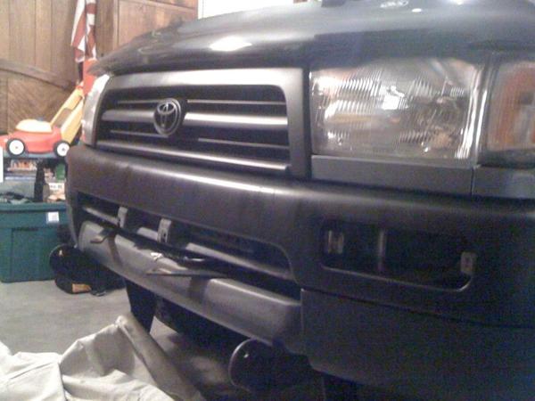 Front bumper prepped for brush guard