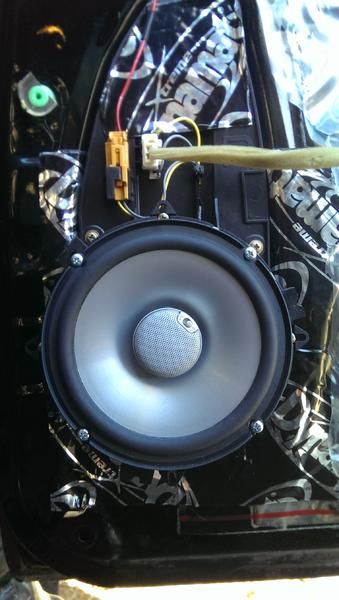 Front Door speakers installed. Had some buzzing in the panels so I bought this sound deadening from Crutchfield. It worked OK, but to this day (after 