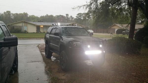 Front shot of her with lights on.