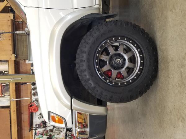 fuel trophy wheels. 17 x 8.5 -6. Goodyear Wrangler Duratracs - 265/70/17