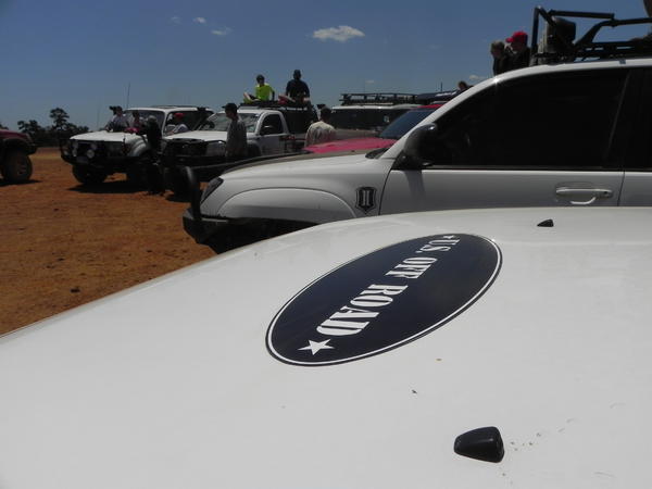 Getting lined up for the group photo next to Demello's 4Runner.