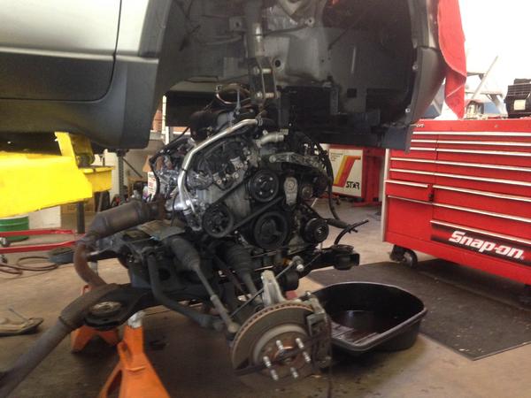 GMC Acadia timing cover reseal. I dropped entire subframe/powertrain. No room.