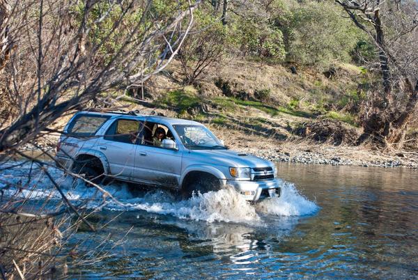 Going through the creek to go back to camp