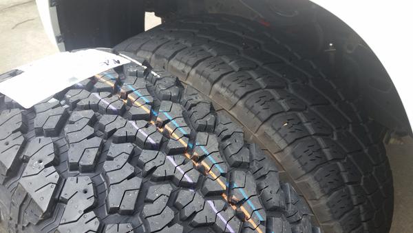 Got my new tires in...General Grabber AT2's...285/70r17.  Can't wait to get these mounted, balanced and installed on my new SCS F5 Matte Dark Bronze w