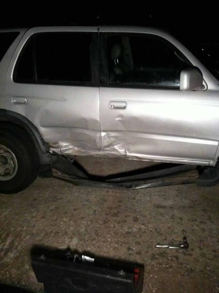 Got t boned by a carolla. Her car hit my rear wheel. I got sent flying about 15 feet to the side with a 180. Her car was nearly 2 feet shorter. Bent a