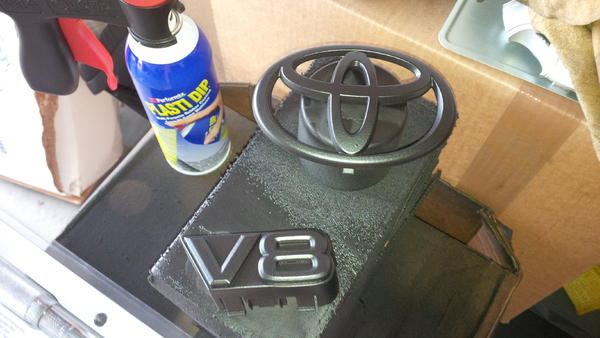 Grille badging getting sprayed Matte Black Plastidip